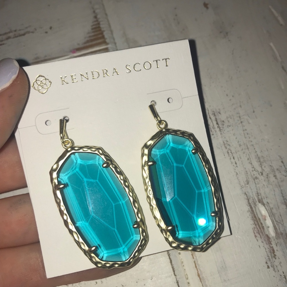 Ella Gold Drop Earrings In London Blue